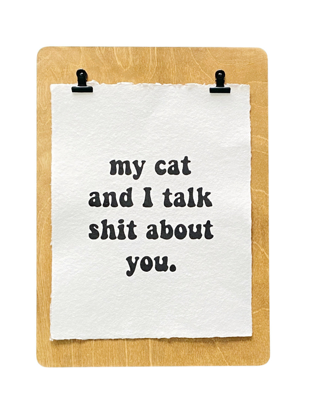 'my cat and I' handmade paper print