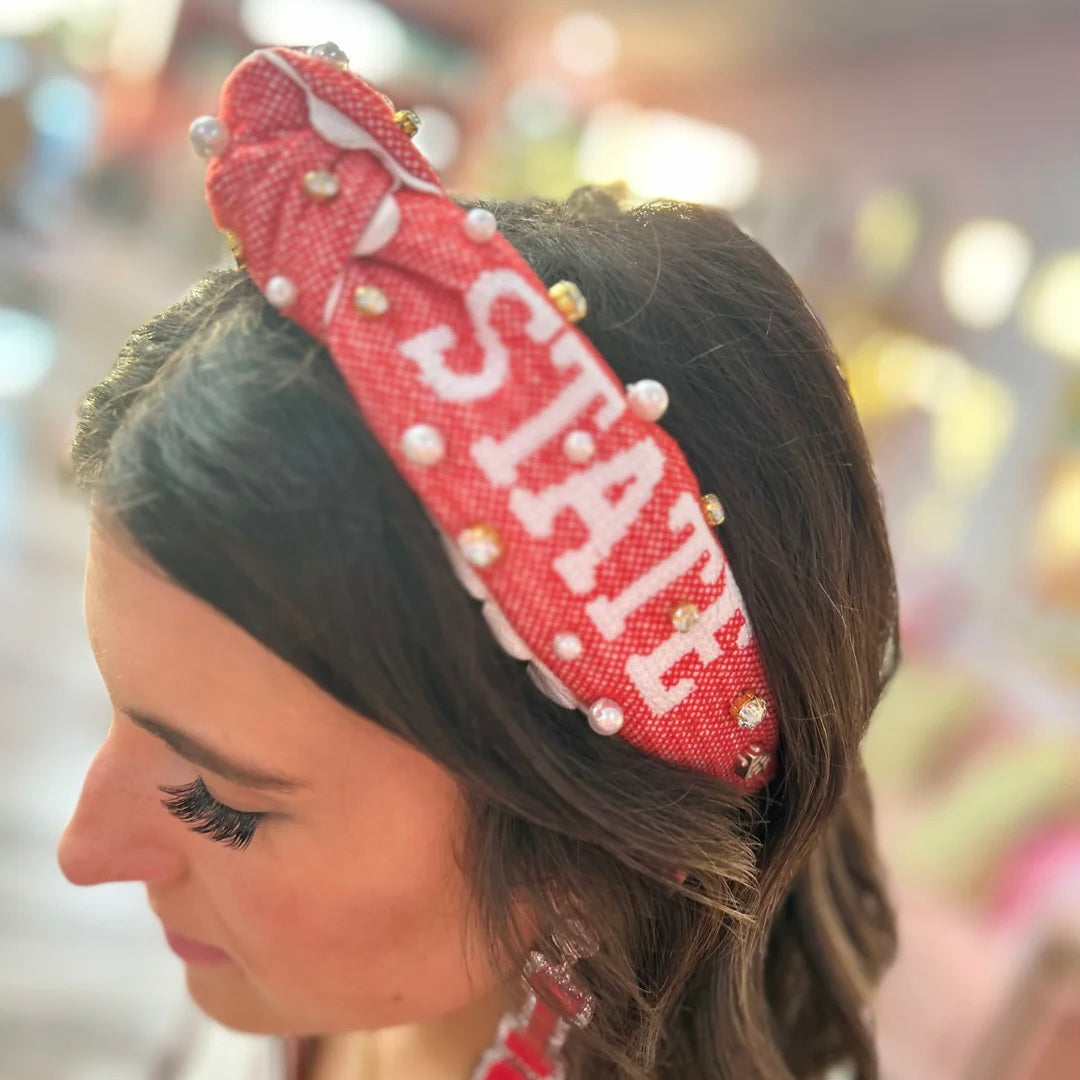 ohio state cross stitched headband