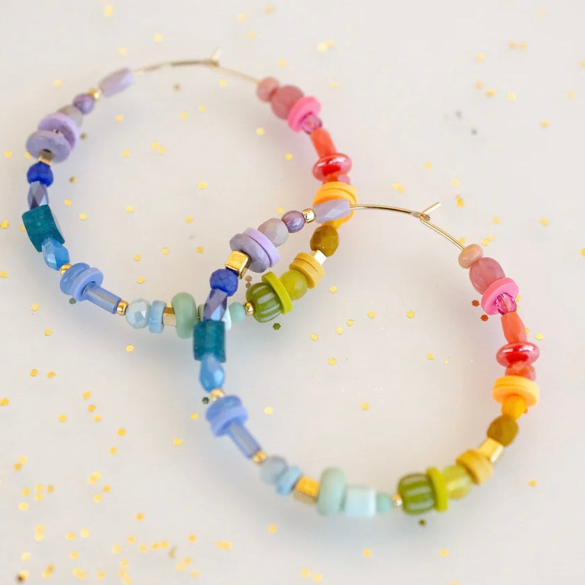 rainbow hoop earrings