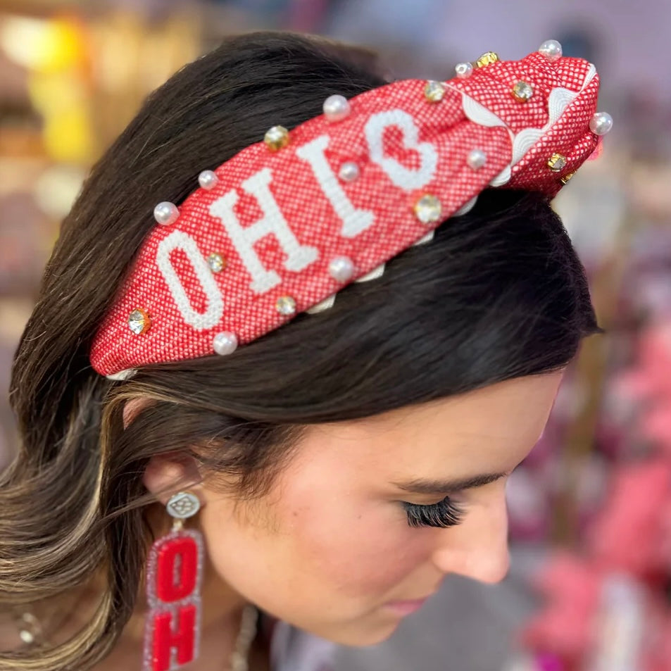 ohio state cross stitched headband