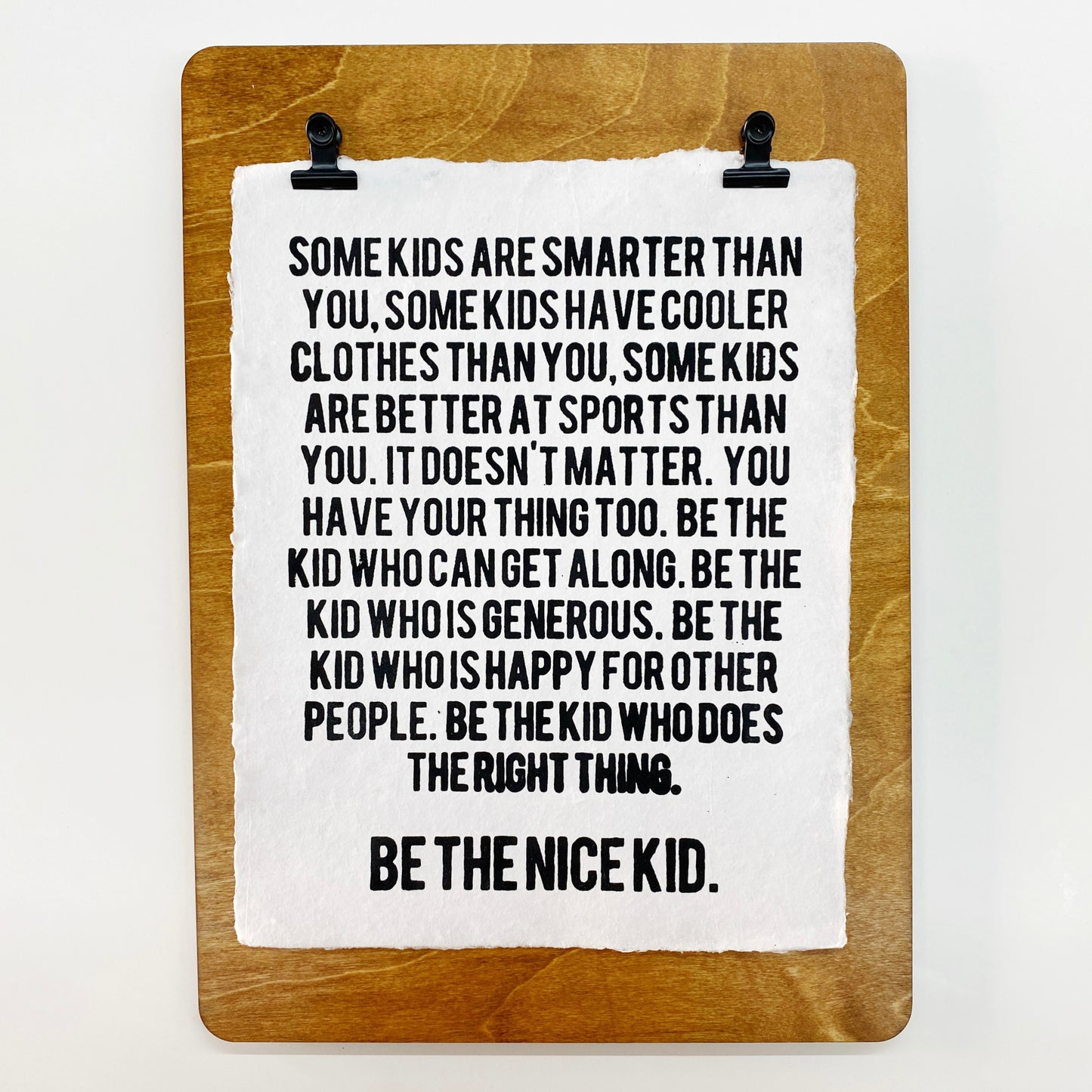 be the nice kid handmade paper