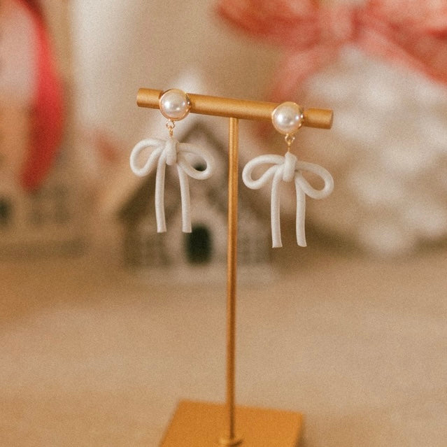 pearl bow dangles