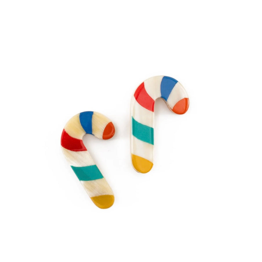 rainbow candy cane earrings