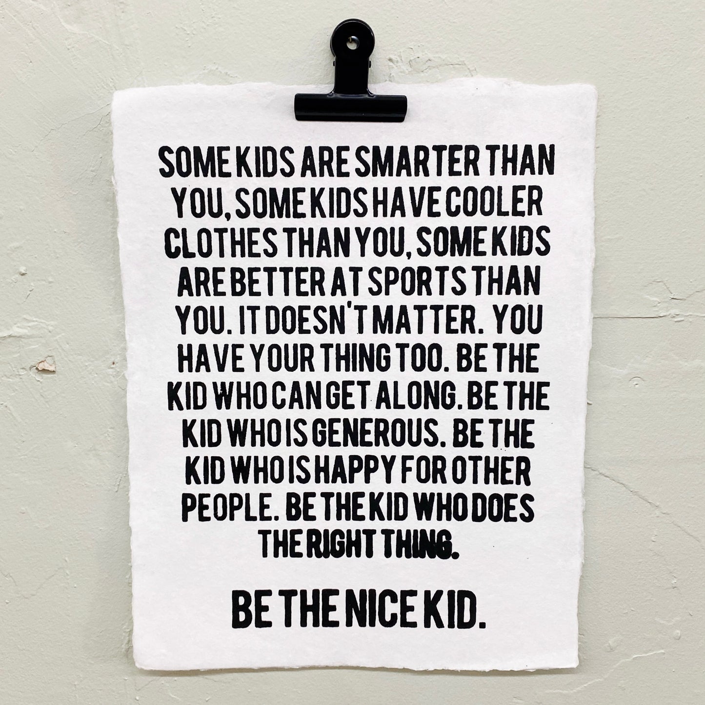 be the nice kid handmade paper