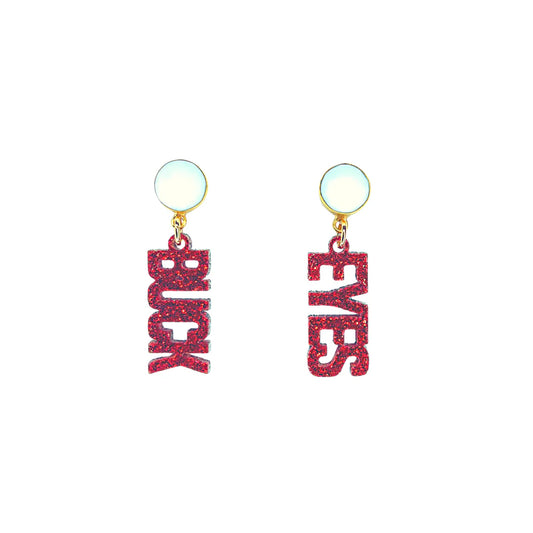 ohio state mini red glitter buck eyes earrings