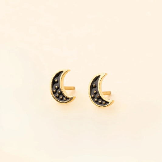 moon gold stud earrings