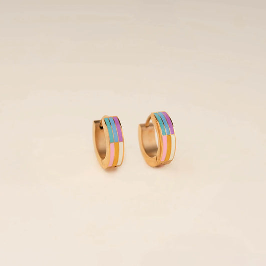 rainbow chunky gold huggie hoops