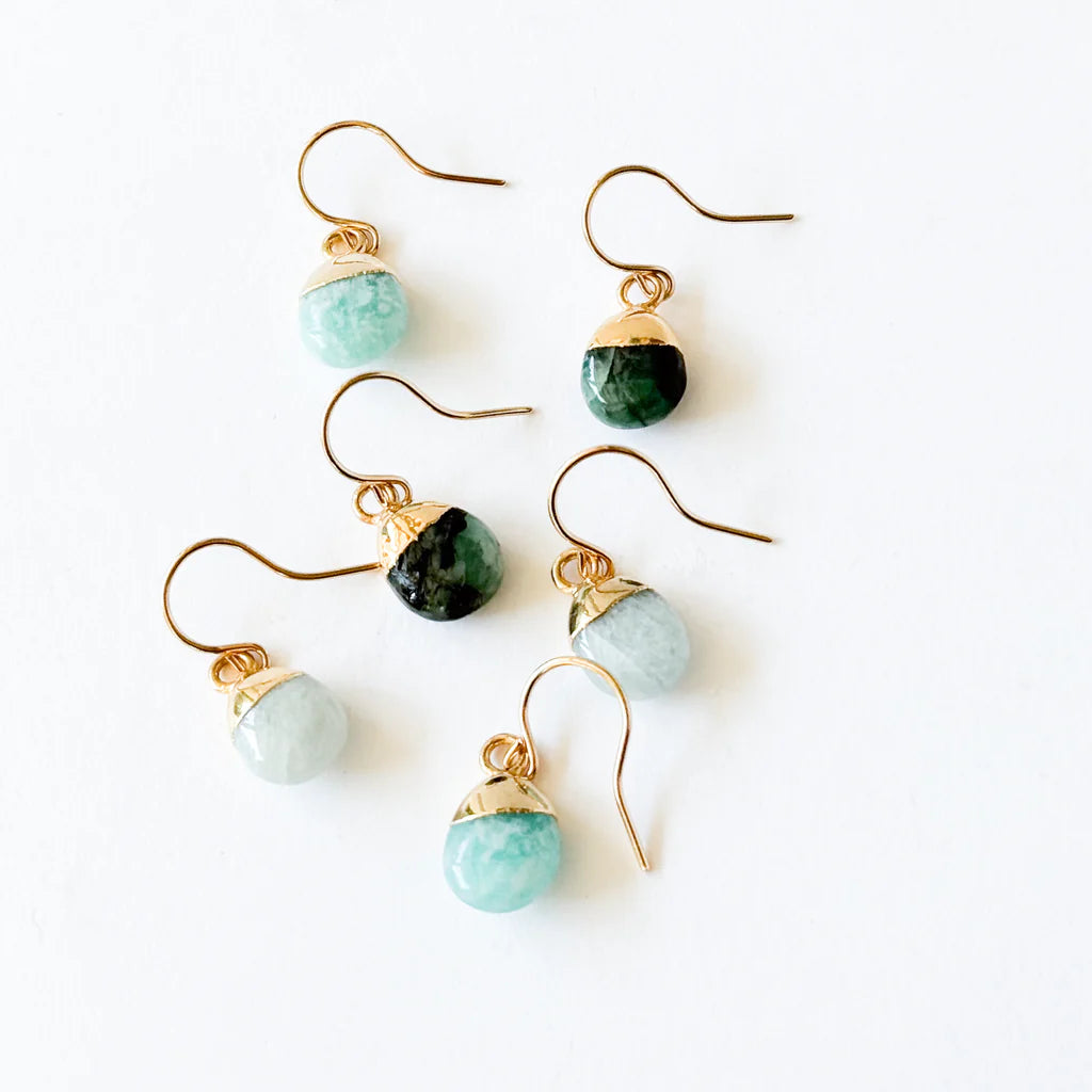 emerald tiny gemstone charm earrings