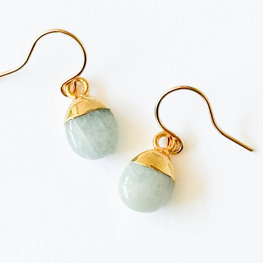 aqua chalcedony tiny gemstone charm earrings