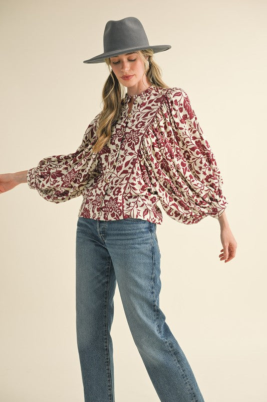 floral button down with scallop trim