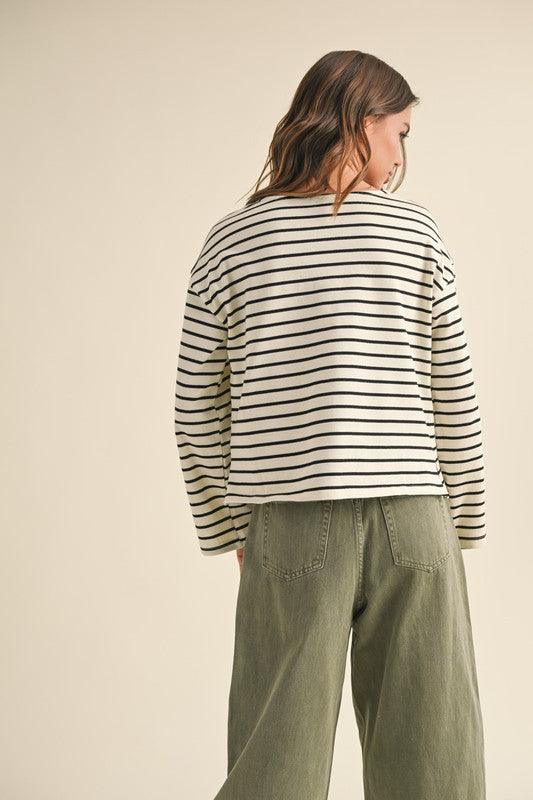 striped pattern long sleeve top