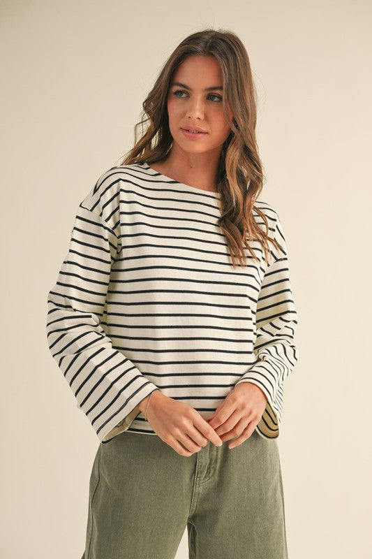 striped pattern long sleeve top