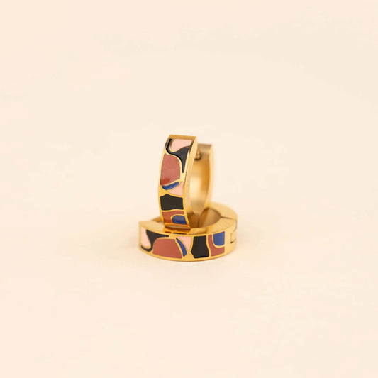 abstract chunky gold huggie hoops